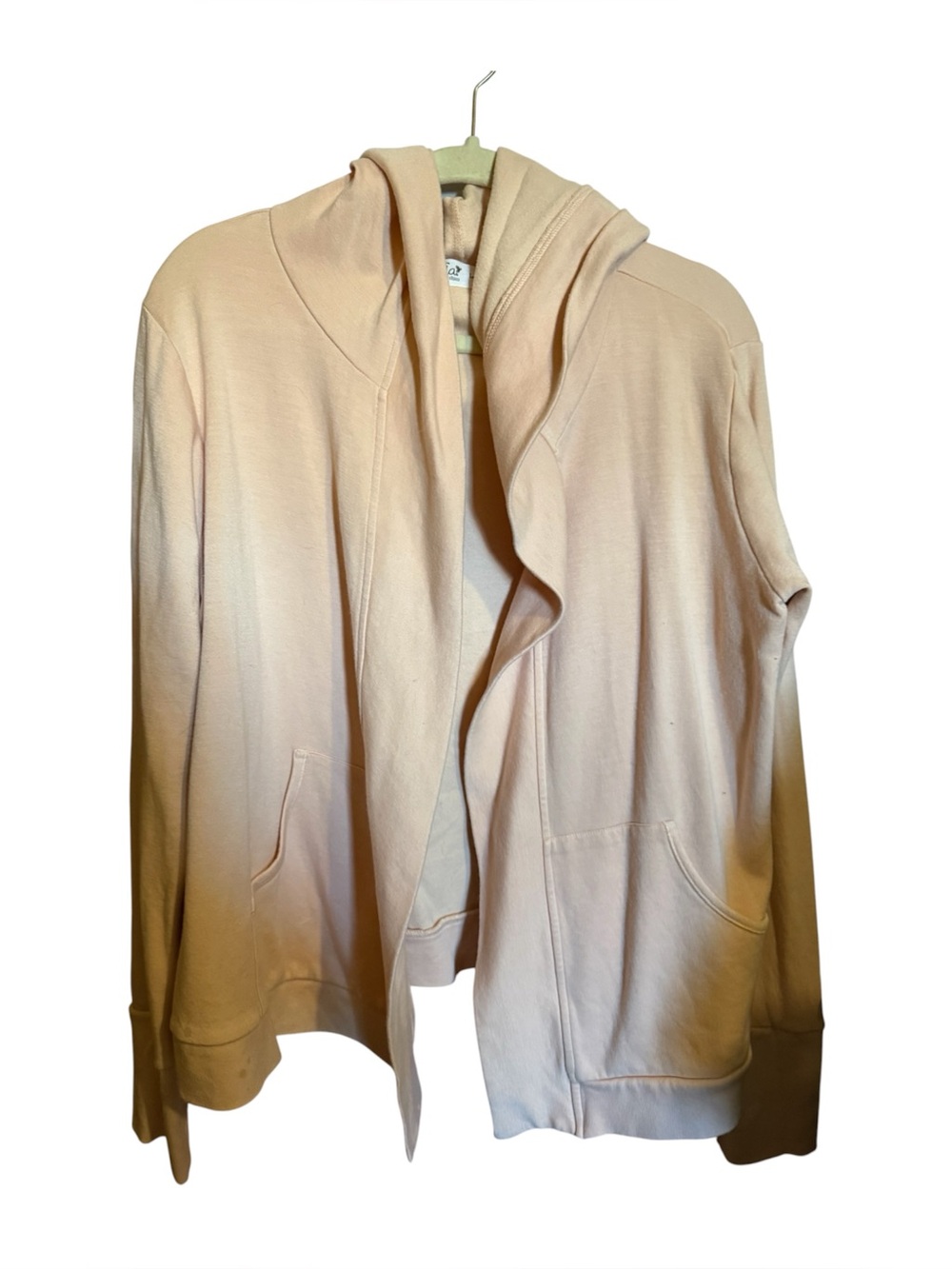Yala peach open front fleece hoodie cardigan ladies large extra large l xl
